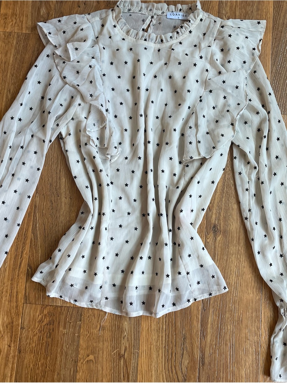 Ruffled Star-Print Cream Blouse by